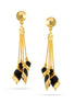Gold Black Resin Dangle Post Earrings