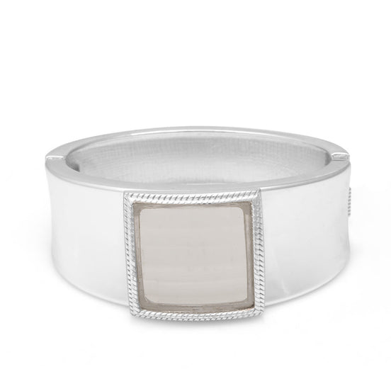 Silver Clear Faceted Crystal Hinged Bracelet