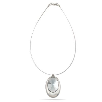FACETED CRYSTAL OVAL PENDANT  NECKLACE #FW-N5009 (XB7)