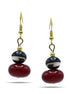 WINE RED AND BROWN BEADS GOLD EARRINGS#FWNK-1611-08-ER(LC12)