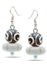 BROWN AND CREAM BEADS SILVER EARRINGS#FWNK-1811-21-ER(LB10)