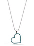 Hematite Aqua Blue Crystal Heart Pendant Adjustable Length Chain Necklace