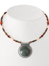 Olive Green Round Silver Pendant Multicolor Beads Choker Necklace