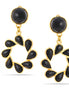 Gold-Tone Metal Black Teardrop Clip On Earrings
