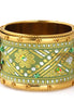 Gold Green Silk Indian Cuff Bracelet