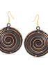 Gold And Rose Gold-Oxidised Tone Metal Round Drop Earrings