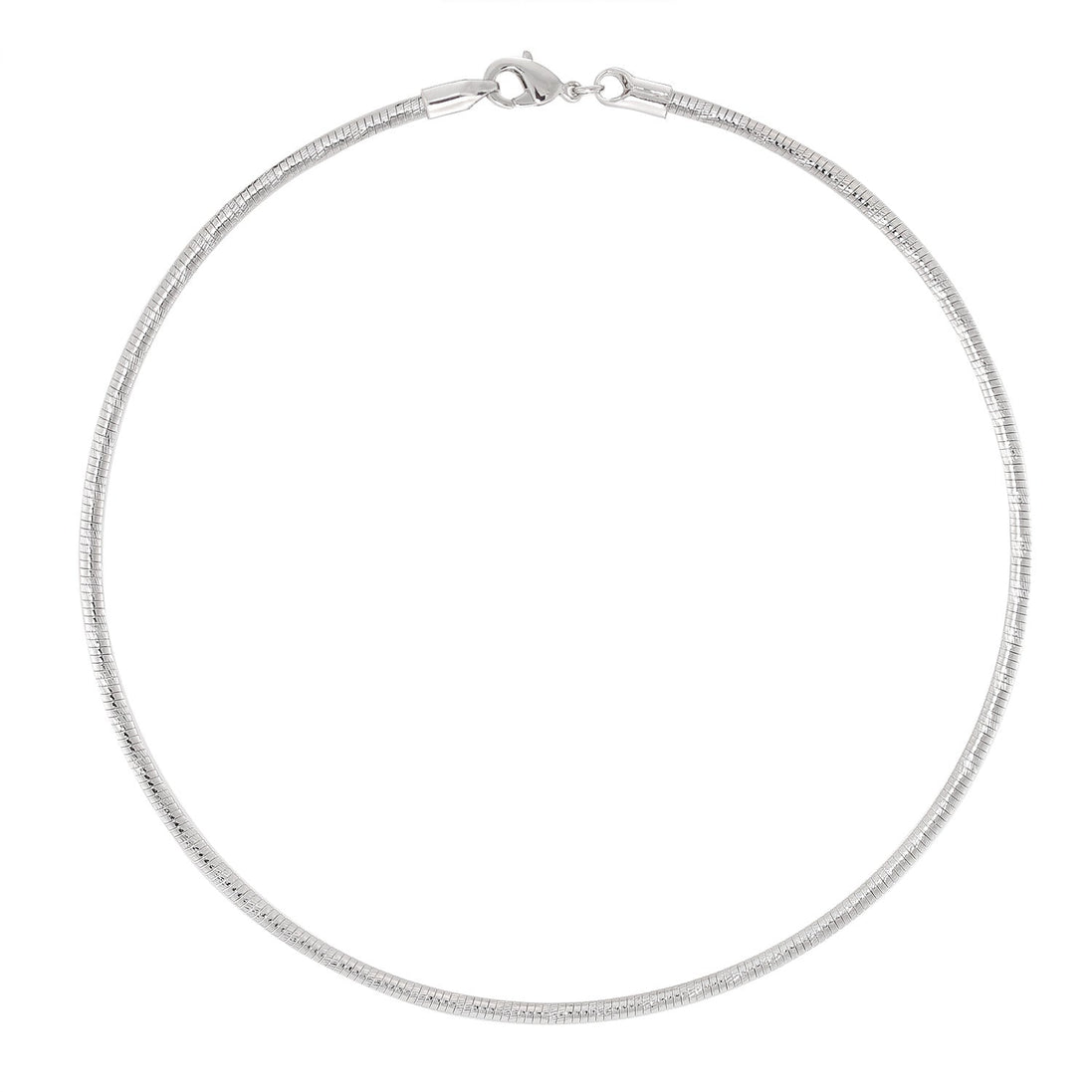 Silver-Tone Metal 3Mm Cutting Round Omega 16" Inches Choker Neckalaes