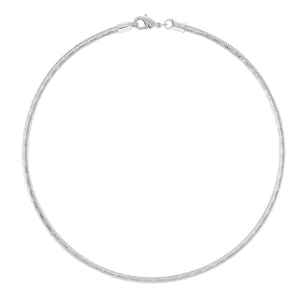 Silver-Tone Metal 3Mm Cutting Round Omega 16" Inches Choker Neckalaes