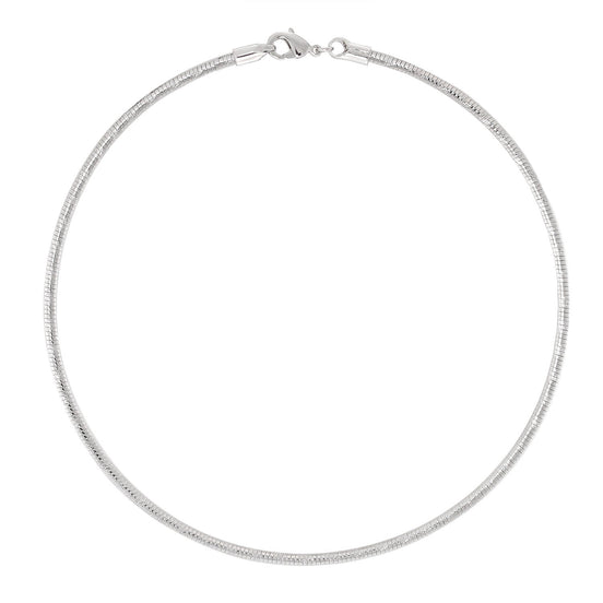 Silver-Tone Metal 3Mm Cutting Round Omega 16" Inches Choker Neckalaes