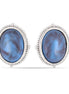 Silver-Tone Metal Turquoise Blue Oval Stud Earrings