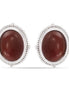 Silver-Tone Metal Brown Oval Drop Earrings