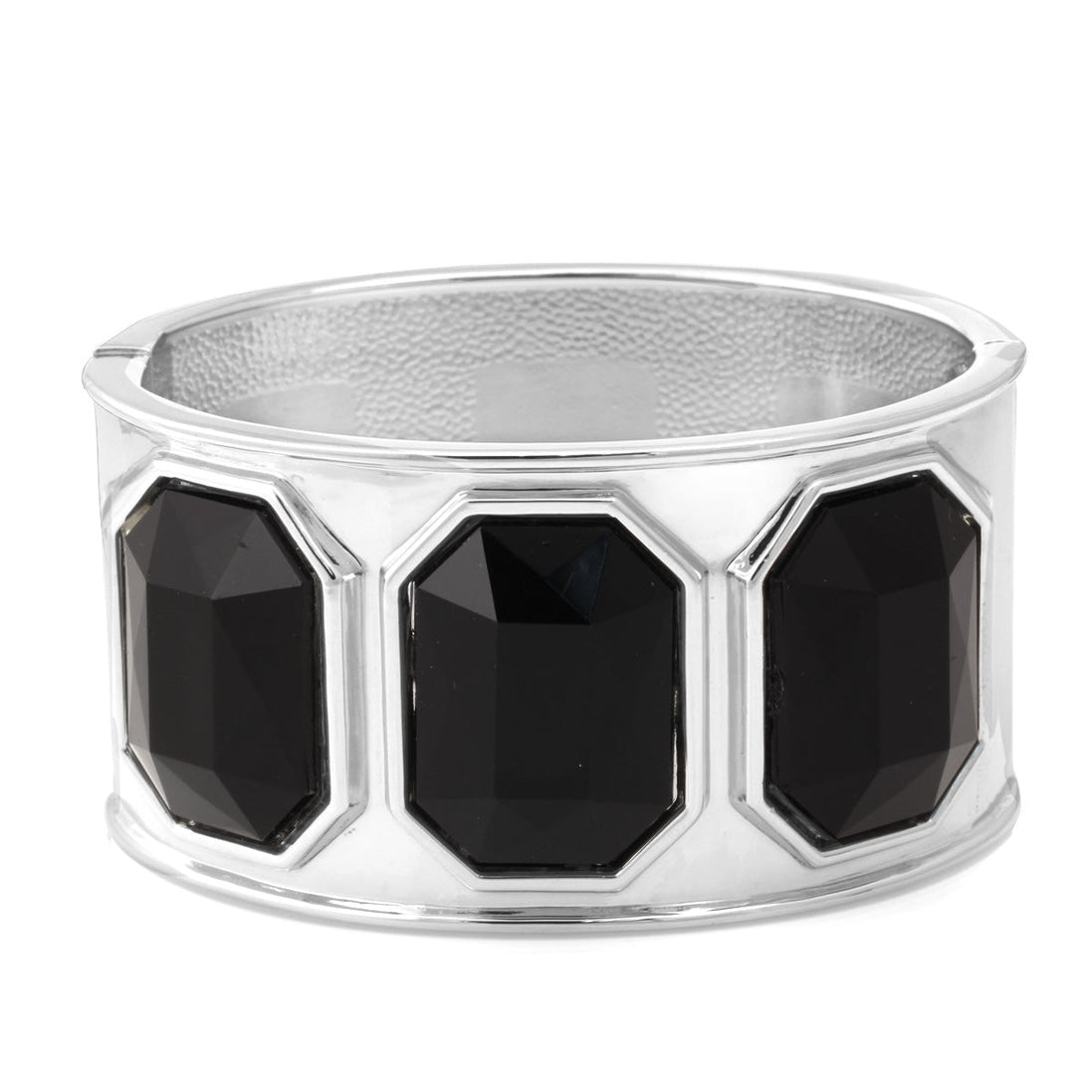 Gold Black Crystal Faceted Crystal Hinged Bracelet