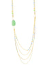Gold-Tone Metal Green And Blue Beads Layered Lobster Claw Closure Necklaces