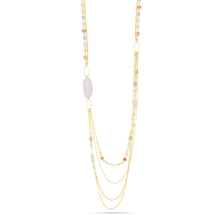 Gold-Tone Metal Mix Beads Lobster Claw Closure Layered Necklace