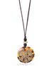 Gold-Tone Metal Brown Tribal Pendant Adjustable  Lobster Clasp Cord Necklaces