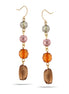 Tazza-Gold Tone Metal Natural Mix Beads Drop Earrings