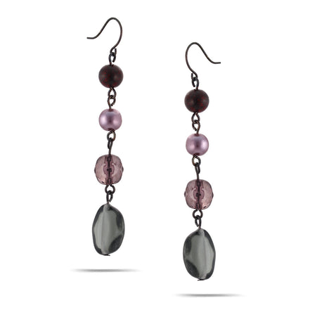 Tazza-Hematite Tone Metal Smokey Beads Drop Earrings