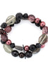 Tazza-Hematite Tone Metal Smokey Mixed Beads Stretch Bracelets