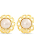 Gold-Tone Metal Cream Pearl Clip Onearrings