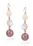 Rose Gold-Tone Brown And Cream Pearl Earrings