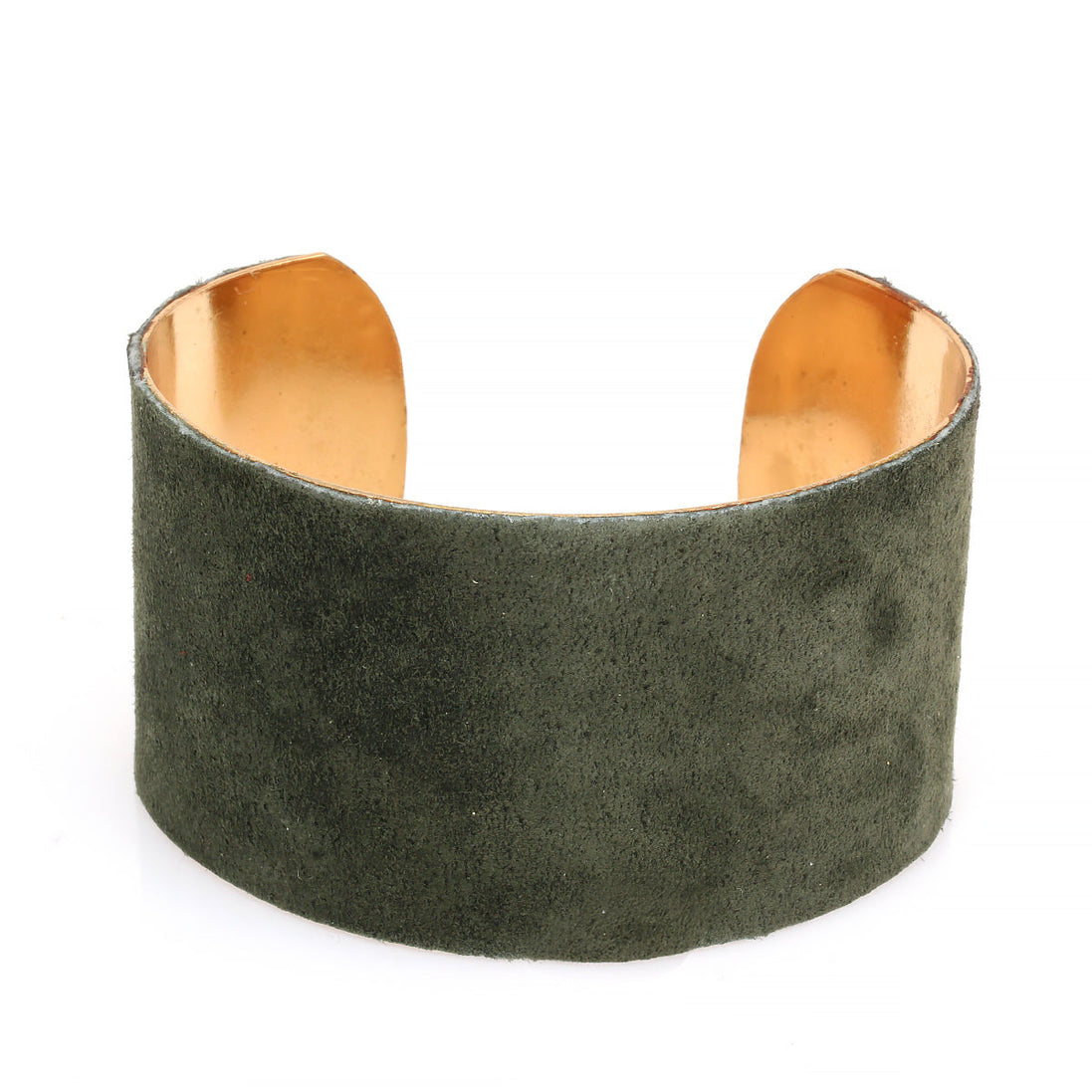 Gold Base Olive Laminated Cuff Bracelet