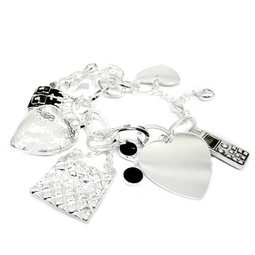 SILVER GIRL'S DAY OUT CHARM BRACELET  #HNB75875_SIL-BLK (AB17/HE9/AB16)