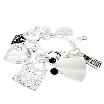 SILVER GIRL'S DAY OUT CHARM BRACELET  #HNB75875_SIL-BLK (AB17/HE9/AB16)
