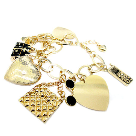 GOLD GIRL'S DAY OUT CHARM BRACELET  #HNB75875_GLD-BLK (HD12)