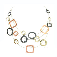 Tri-tone Geometric Illusion Necklace #SC16631A-3TONE (LE20-LF21)
