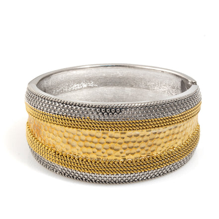 Two Tone Hammered Hinged Bracelet