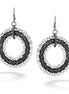 Rhodium And Hematite-Tone Three Row Round Earrings