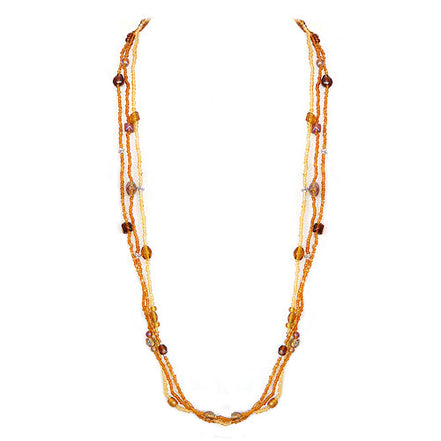 Brown Mixed Seed Beaded Necklace Set of 3pcs