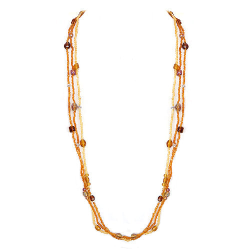 Brown Mixed Seed Beaded Necklace Set of 3pcs