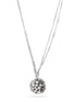 Silver-Tone Metal Pearl And Crystal Pave Ball 2 Layered Chain Necklace