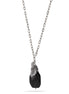Antique Silver-Tone Metal Black Faceted Stone Pendant Long Neckalace
