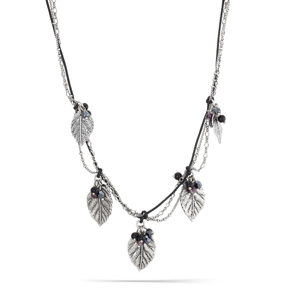 Antique-Tone Metal Bird Mix Crystal Tassel Necklace