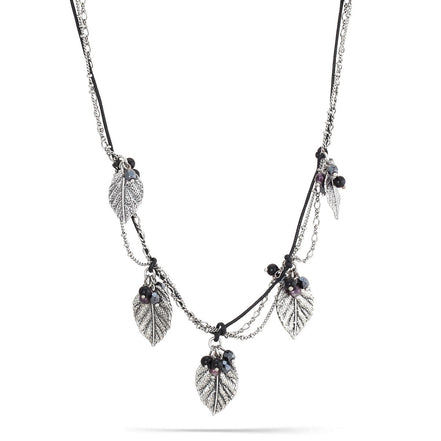 Antique-Tone Metal Bird Mix Crystal Tassel Necklace