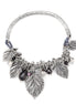 Antique Silver-Tone Metal Leaf Stretch Bracelets