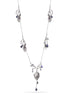 Antique Silver -Tone Metal Leaf Blue Stone Necklace