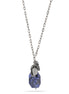 Antique Silver Tone Metal Blue Faceted Stone Pendant Necklace