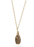 Antique Gold Tone Metal Brown Faceted Stone Pendant Necklace