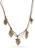 Antique Gold-Tone Metal Leaf Gold And Brown Rope 3 Layered Chain Necklace