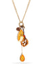 Gold-Tone Metal Orange Stone Mix Charm Necklace
