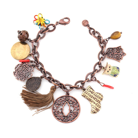 Gold-Bronze-Tone Metal Charms Wrap Around Bracelets