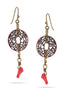 Copper-Tone Metal Filigree Coral Drop Errings