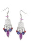 Antique Silver-Tone Metal Filigree Purple Beads Drop Earrings