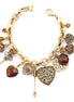 Gold-Tone Metal Heart Filigree And Mix Charms Bracelets