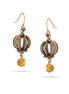 Gold-Tone Metal Crown Brown Crystal Drop Earrings