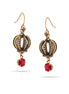 Gold-Tone Metal Crown Red Crystal Drop Earrings