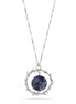 Silver-Tone Metal Blue Faceted Stone Drop Necklace